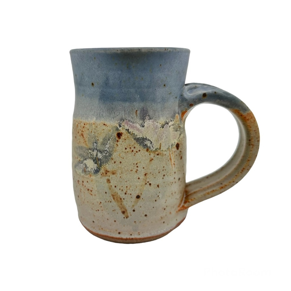 Vintage Studio Pottery Signed Mug Grey & Blue